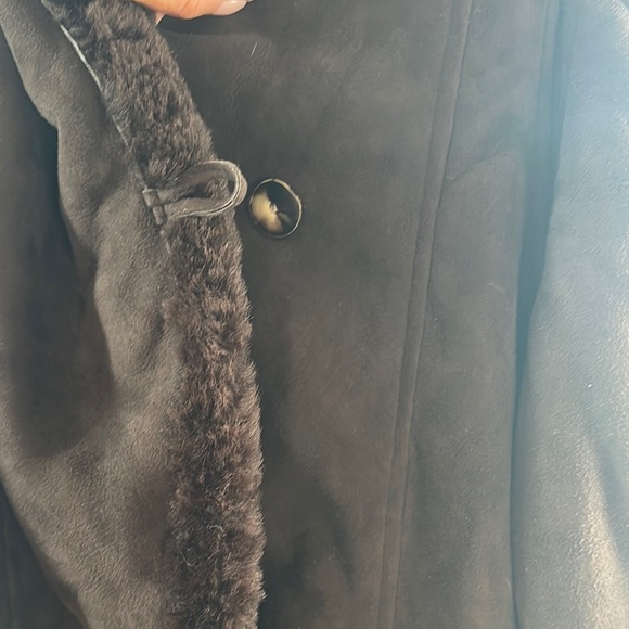 Vintage 80s/90s Overland Sheepskin Co Shaw Collar Shearling Coat XS Made in USA - Picture 9 of 13